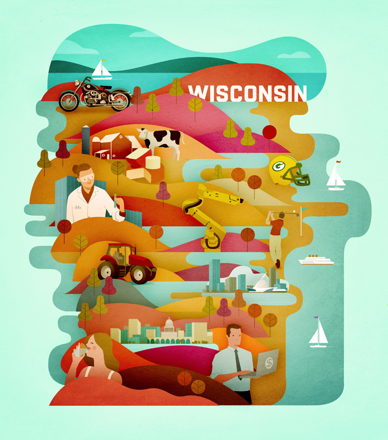 United Airlines 'Hemispheres Dossier' magazine covers by Andrew Lyons